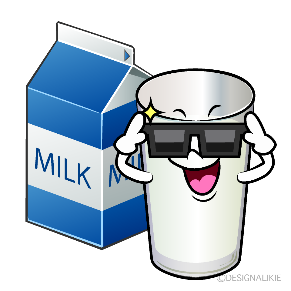 かわいいサングラスの牛乳イラスト