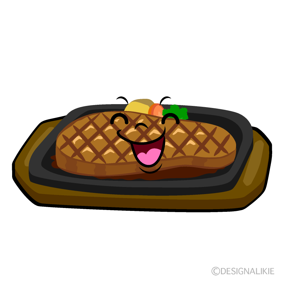 Cute Smiling Sizzling Steak Clipart