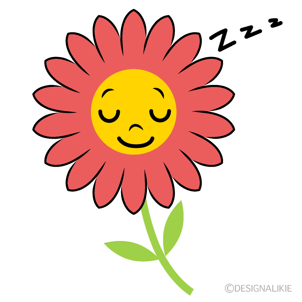かわいい寝る花イラスト