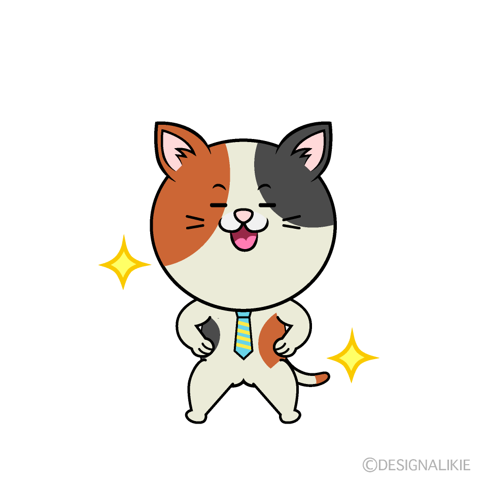 Cute Posing Calico Cat Businessman Clipart