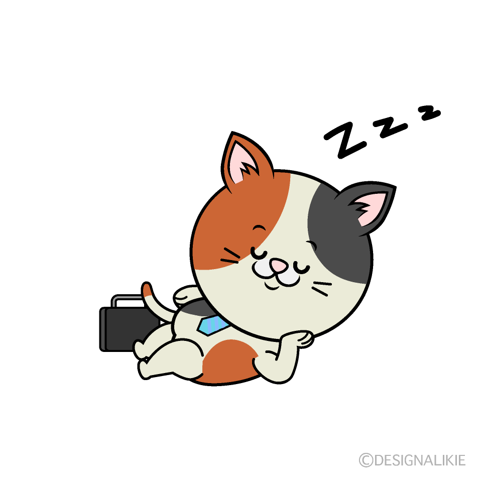 Cute Sleeping Calico Cat Businessman Clipart