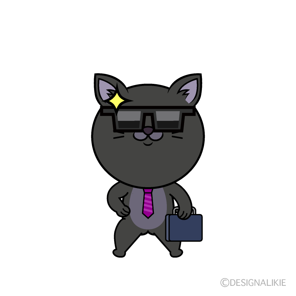 Cute Sunglasses Black Cat Businessman Clipart