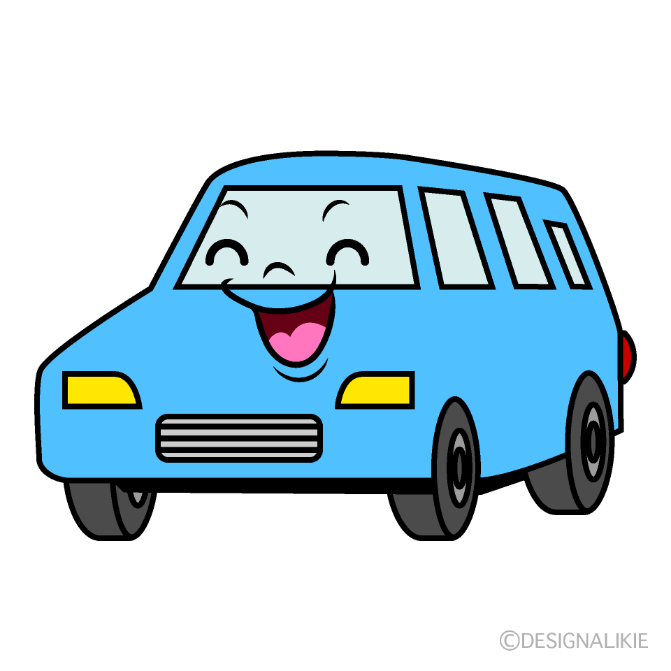 かわいい笑顔のワゴンイラスト