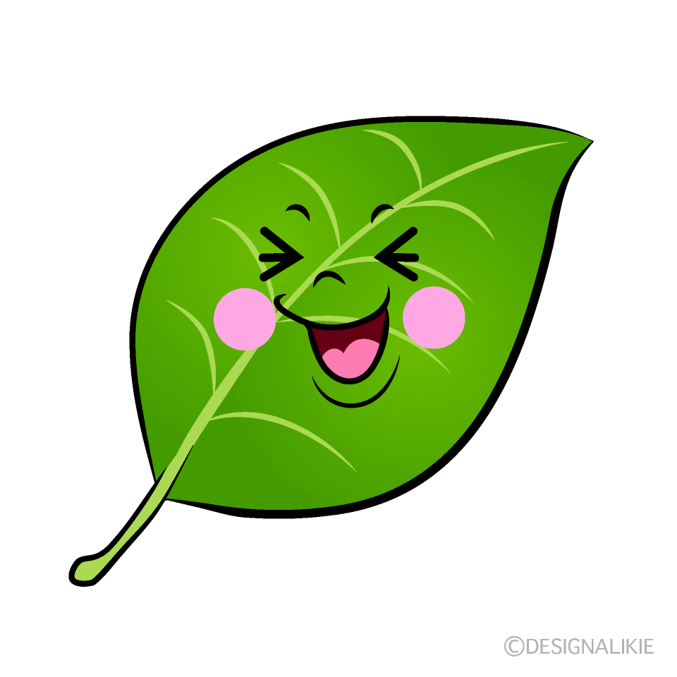 かわいい笑う葉っぱイラスト