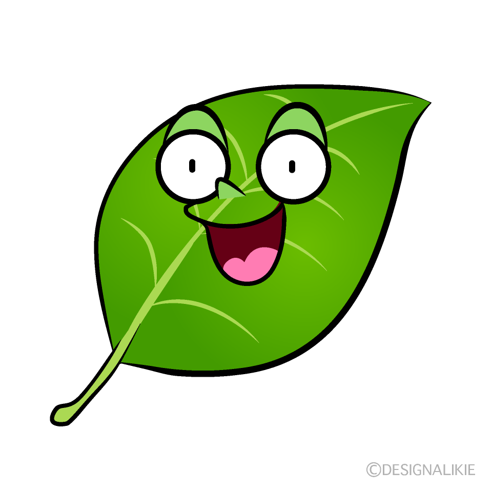 かわいい驚く葉っぱイラスト