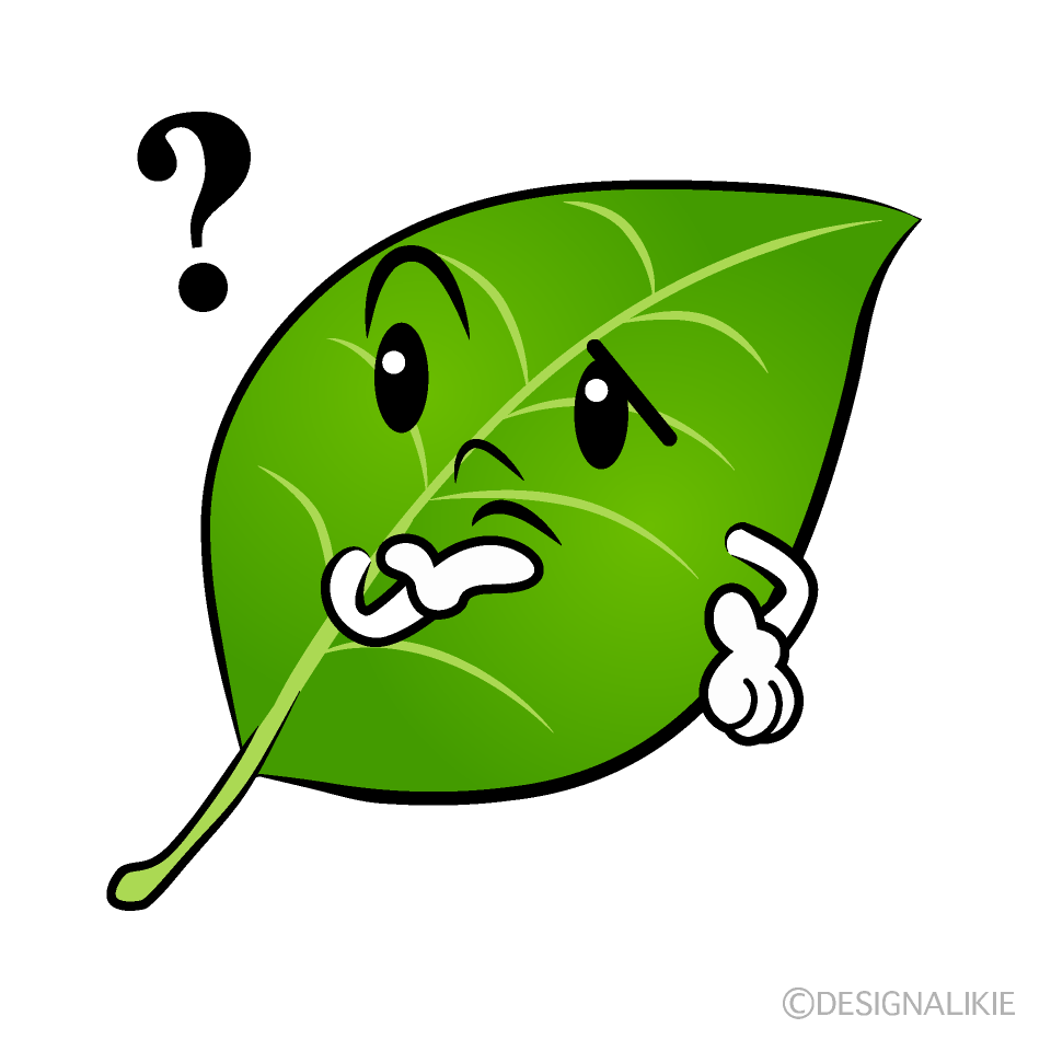 かわいい考える葉っぱイラスト