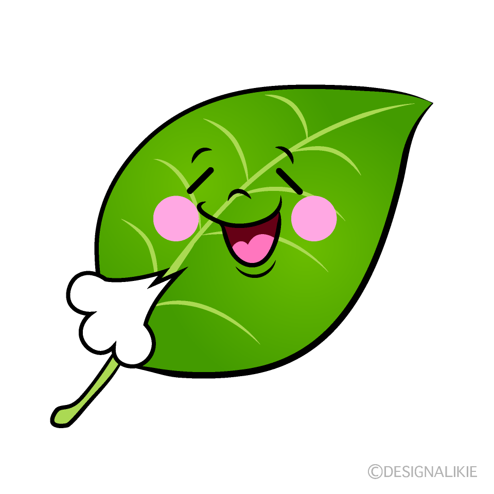 かわいいリラックスする葉っぱイラスト
