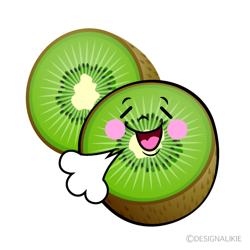 Cute Relieved Sliced Kiwi Clipart