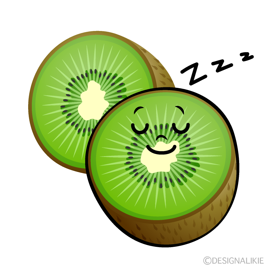 Cute Sleeping Sliced Kiwi Clipart