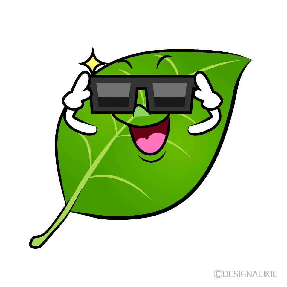 かわいいサングラスの葉っぱイラスト