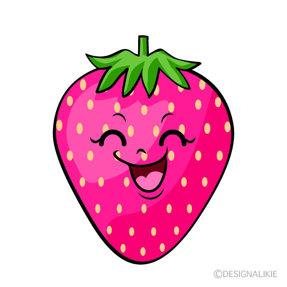 Cute Smiling Pink Strawberry Clipart