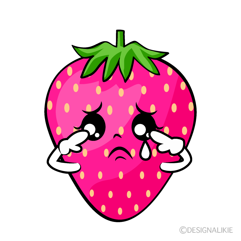 Cute Sad Pink Strawberry Clipart
