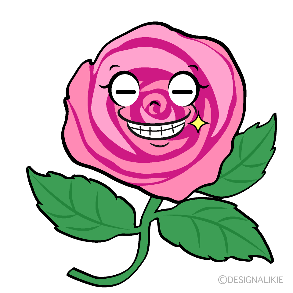 かわいいニヤリとする薔薇ちゃんイラスト
