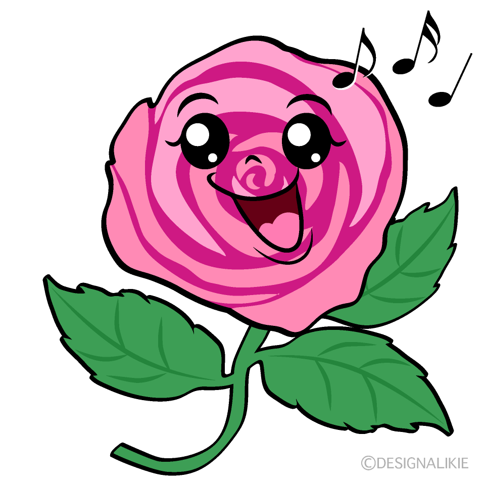 かわいい歌う薔薇ちゃんイラスト