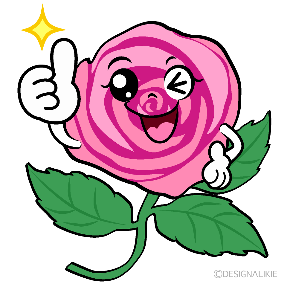 かわいいいいねする薔薇ちゃんイラスト