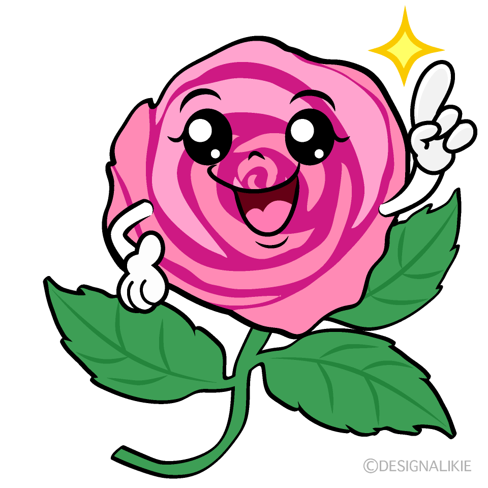 かわいい指差しする薔薇ちゃんイラスト