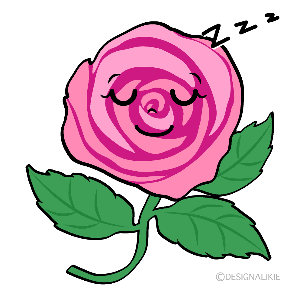 かわいい寝る薔薇ちゃんイラスト