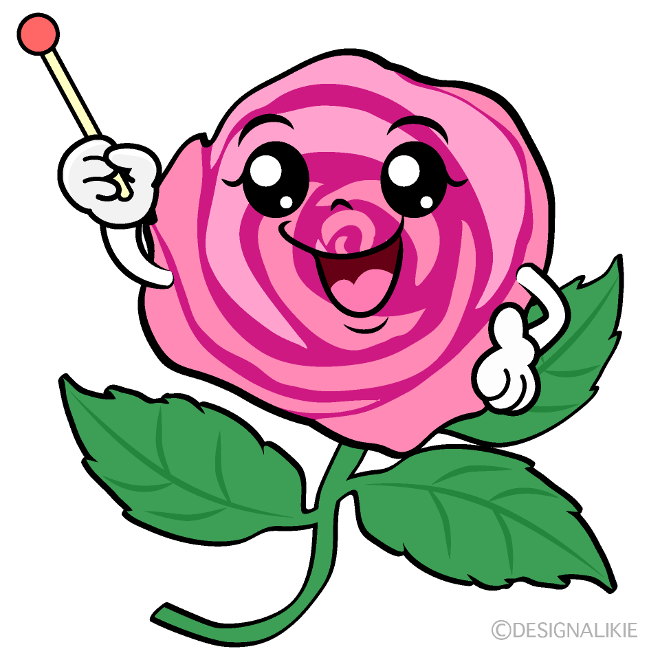 かわいい説明する薔薇ちゃんイラスト