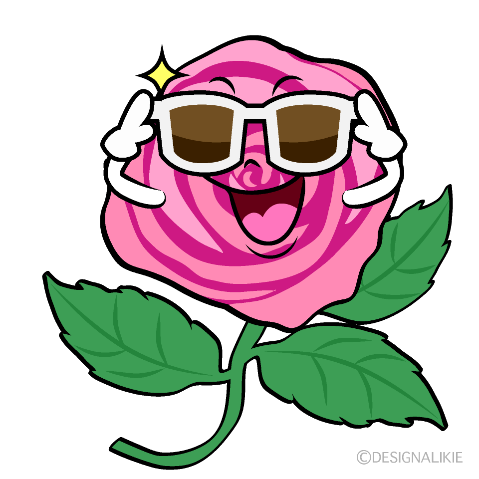 かわいいサングラスの薔薇ちゃんイラスト