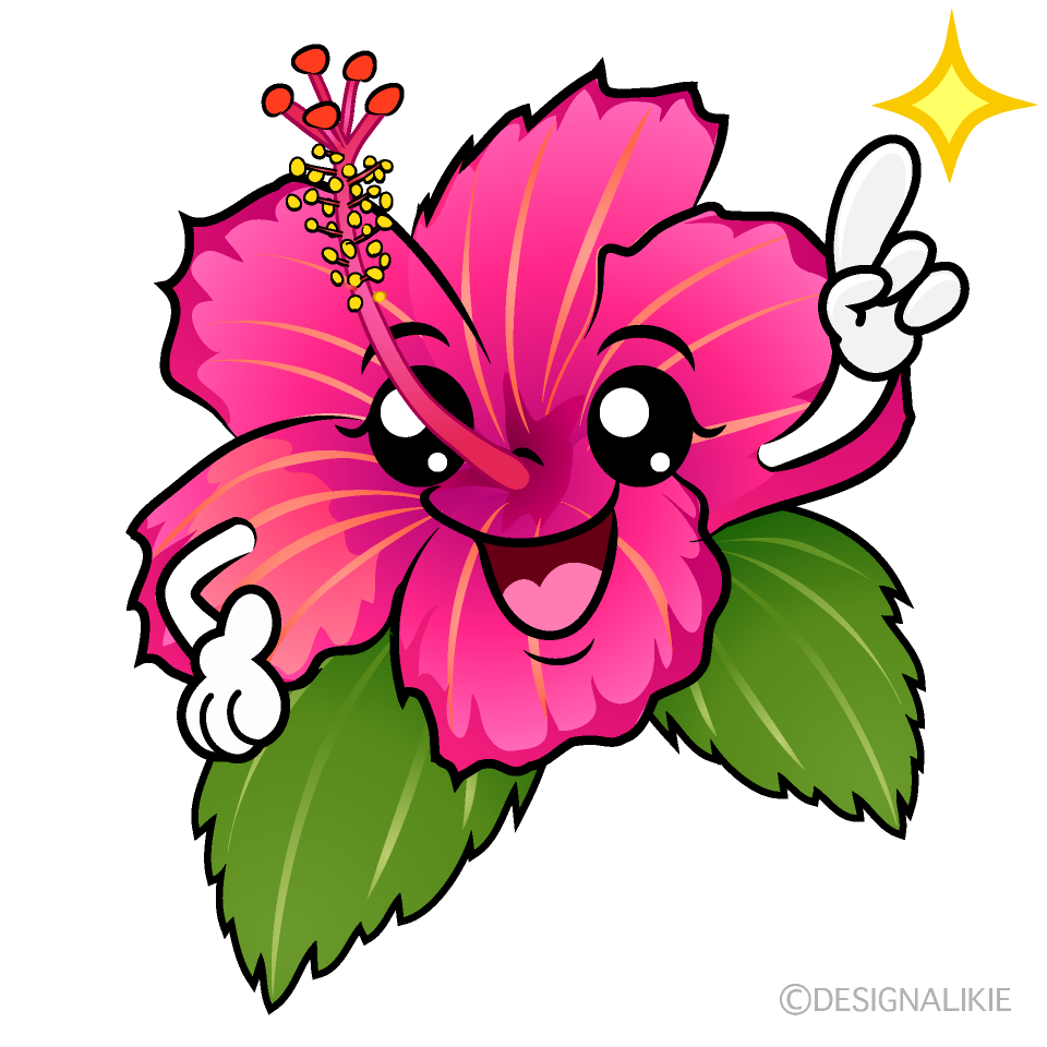 Cute Pointing Pink Hibiscus Clipart
