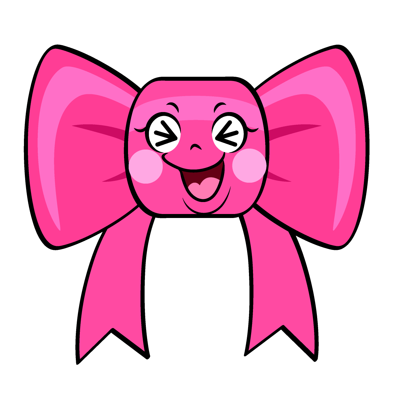 かわいい笑うピンクリボンイラスト