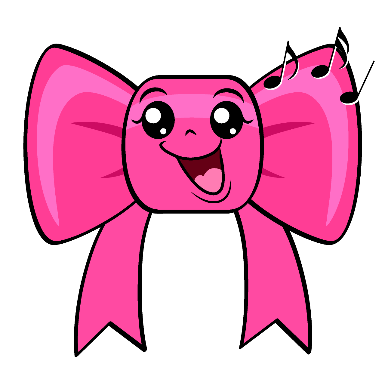 かわいい歌うピンクリボンイラスト