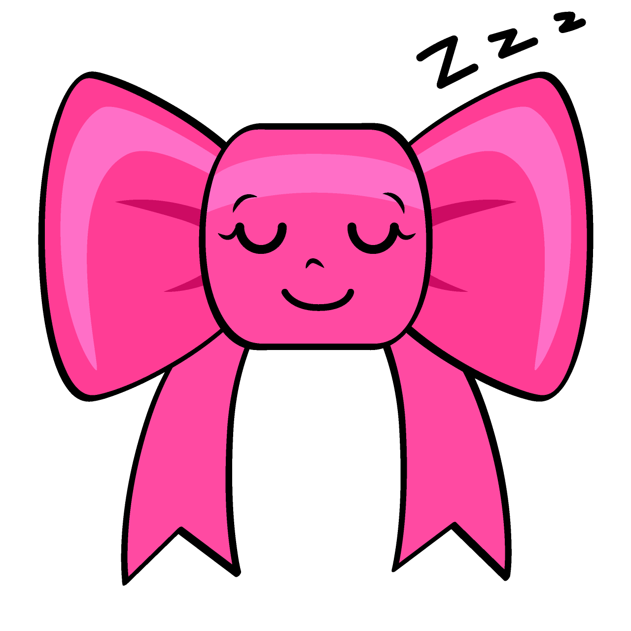 かわいい寝るピンクリボンイラスト