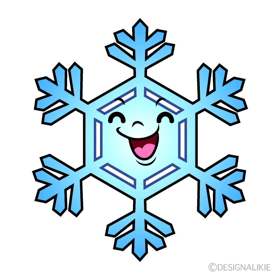 かわいい笑顔の雪の結晶イラスト