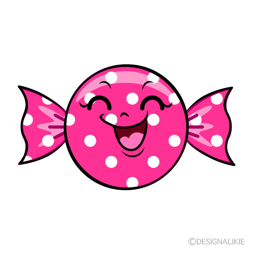かわいい笑顔のピンクキャンディイラスト