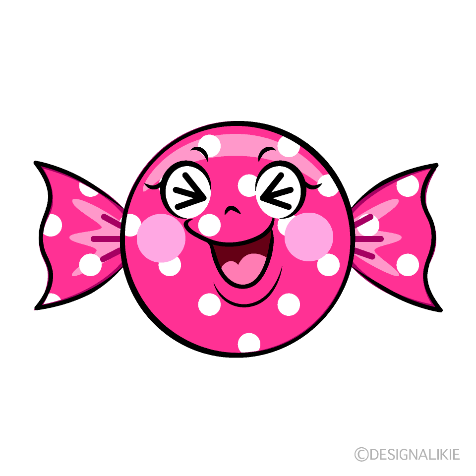 かわいい笑うピンクキャンディイラスト
