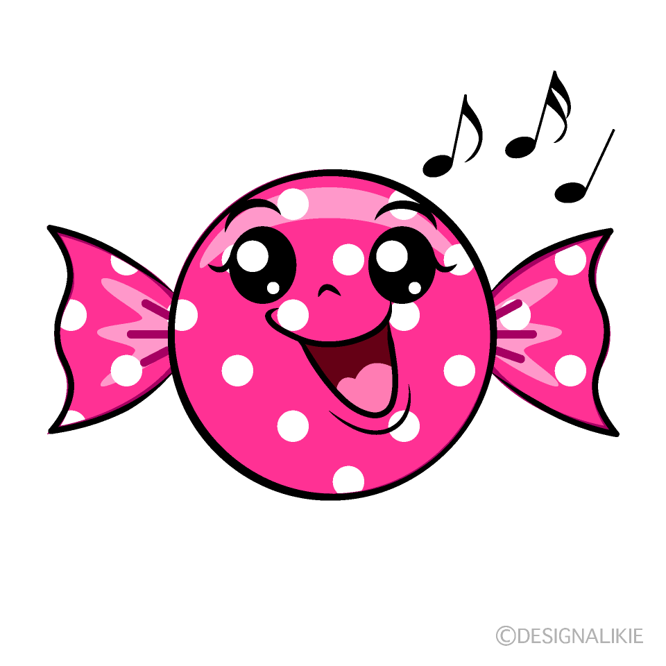 かわいい歌うピンクキャンディイラスト