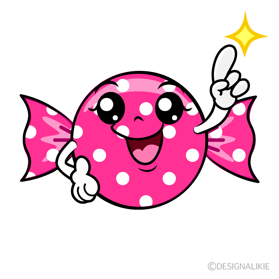 かわいい指差しするピンクキャンディイラスト