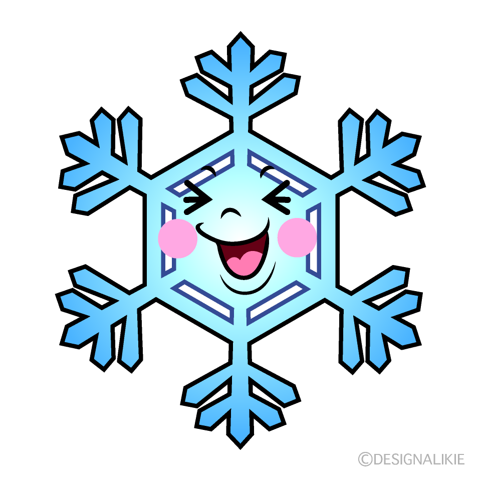 かわいい笑う雪の結晶イラスト