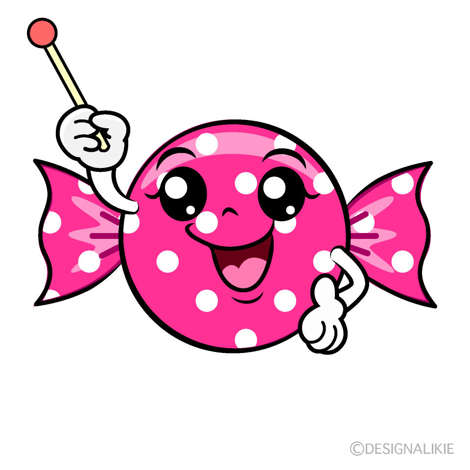 かわいい説明するピンクキャンディイラスト
