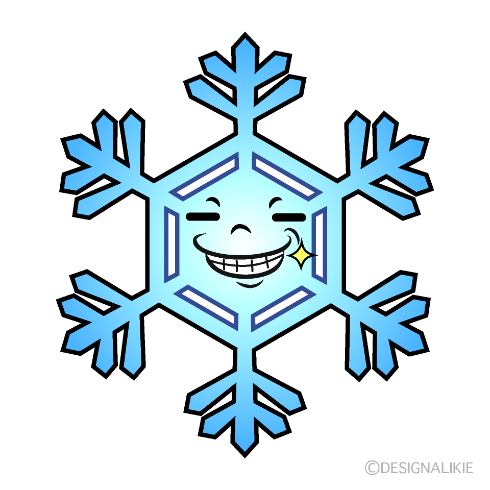 かわいいニヤリとする雪の結晶イラスト