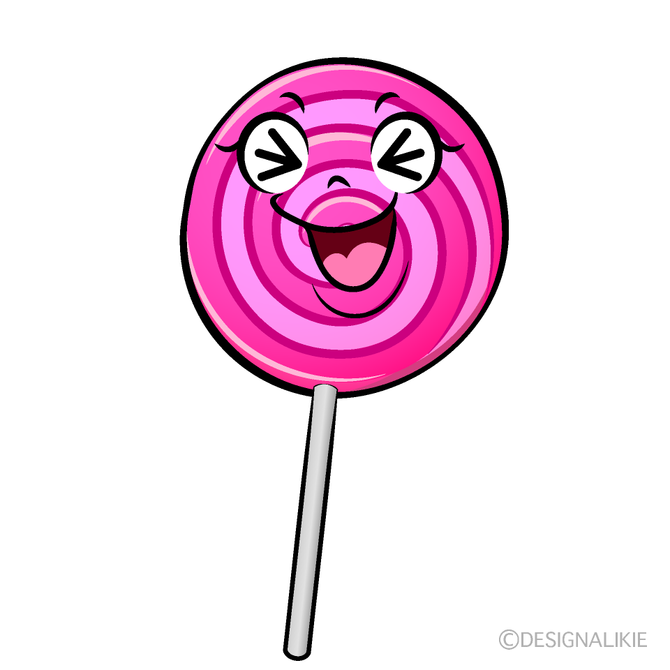 かわいい笑うペロペロキャンディイラスト