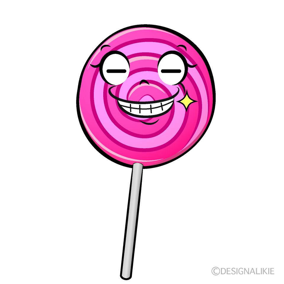 かわいいニヤリとするペロペロキャンディイラスト