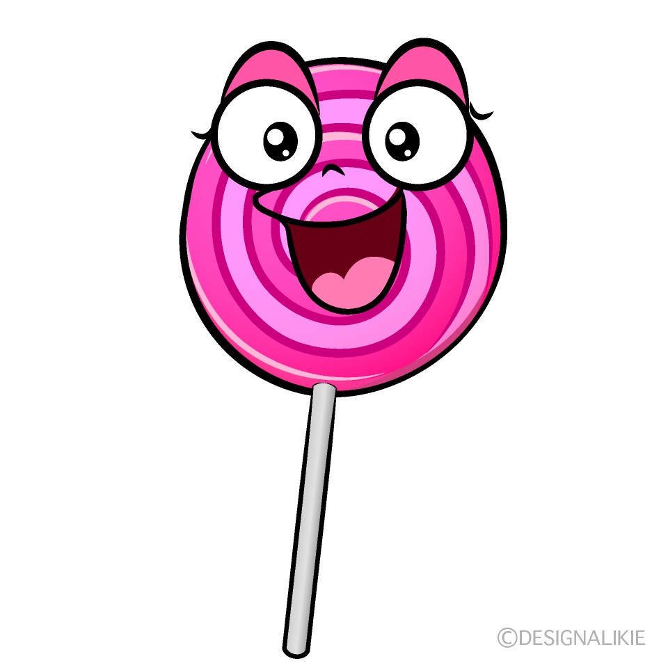 かわいい驚くペロペロキャンディイラスト
