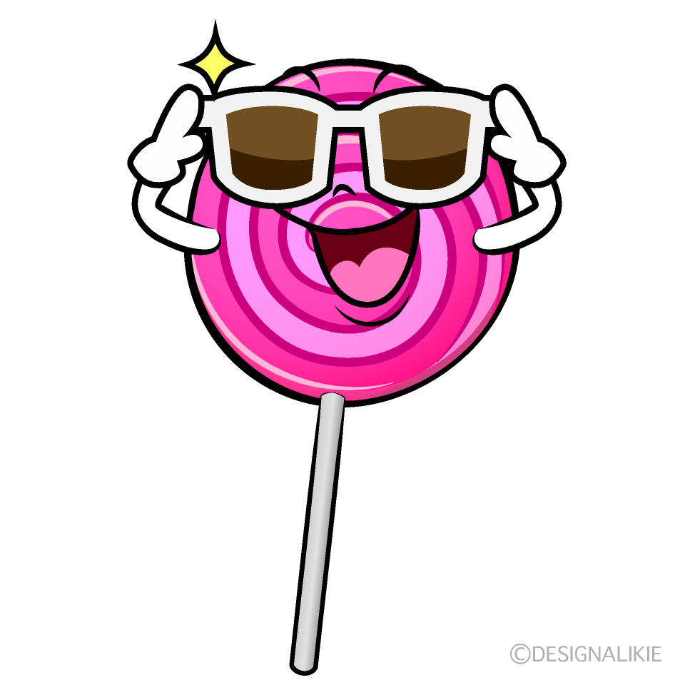 かわいいサングラスのペロペロキャンディイラスト