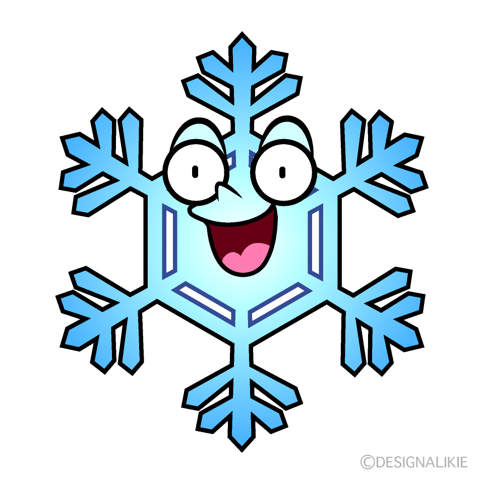 かわいい驚く雪の結晶イラスト