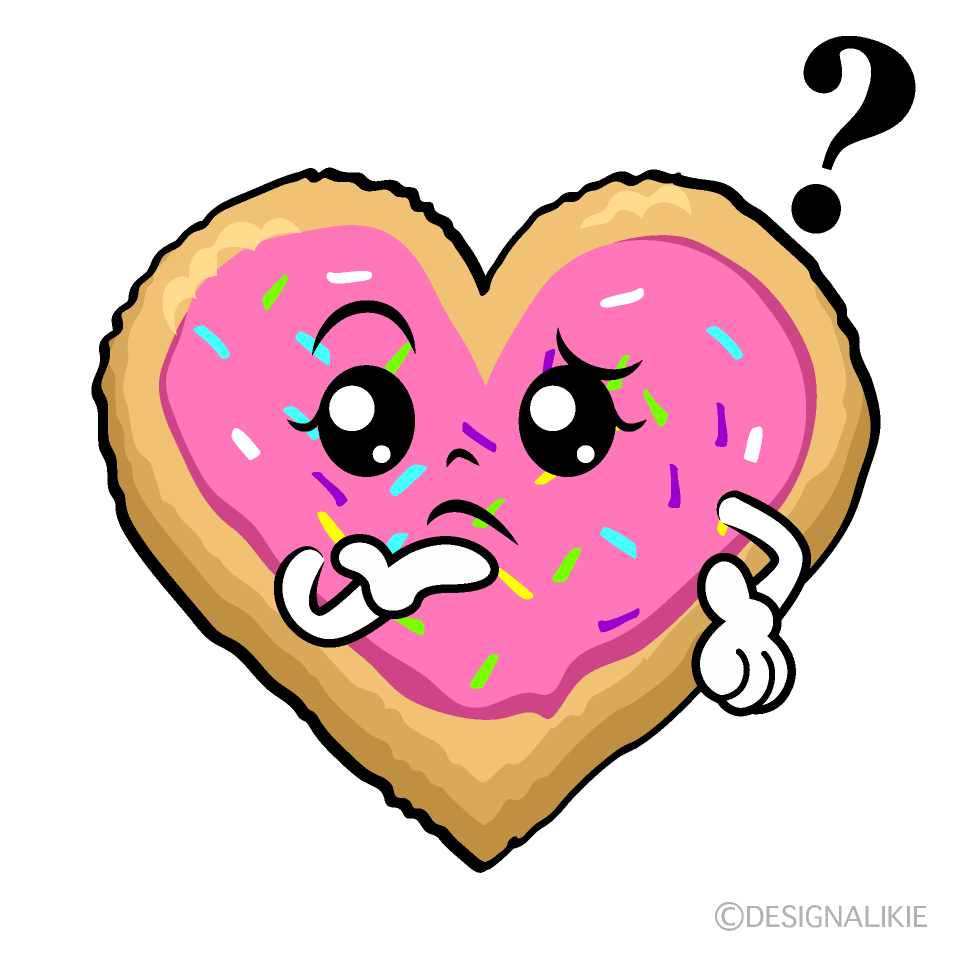 かわいい考えるハートクッキーイラスト