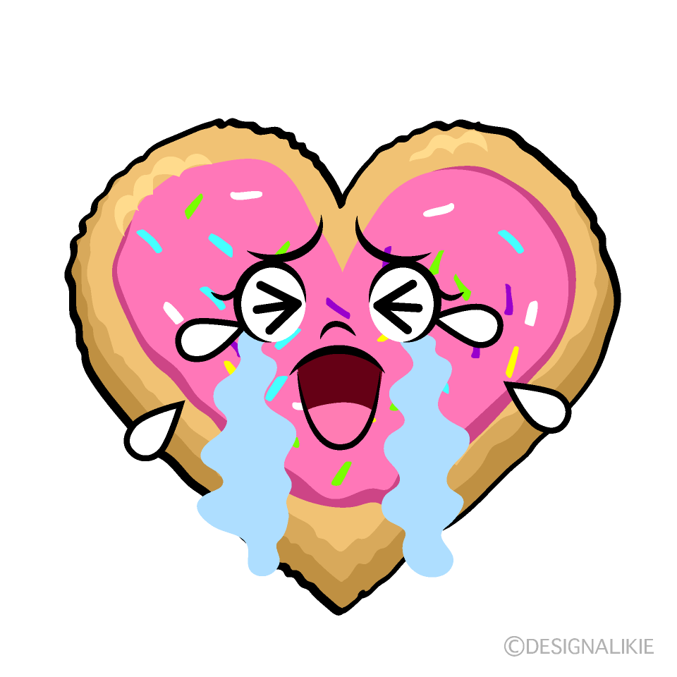 かわいい泣くハートクッキーイラスト