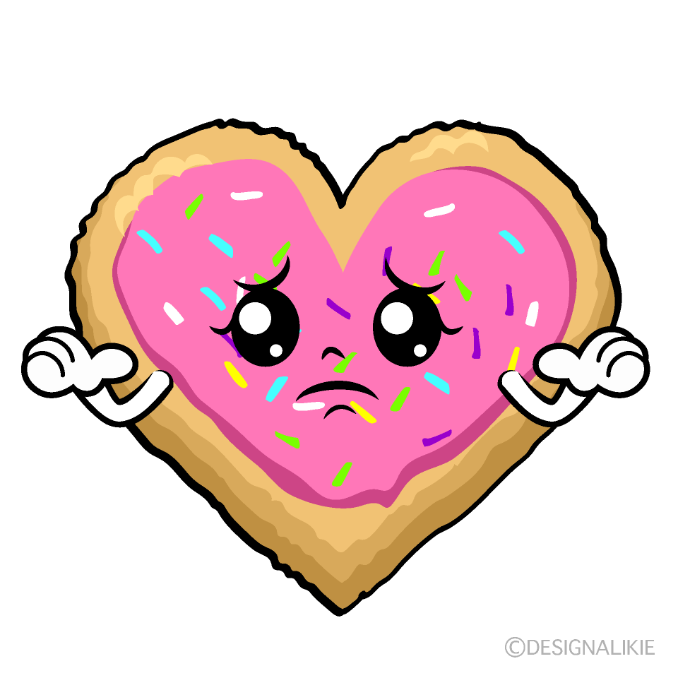 かわいい困るハートクッキーイラスト