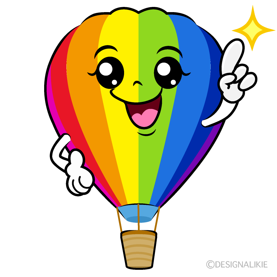 Cute Pointing Rainbow Balloon Clipart