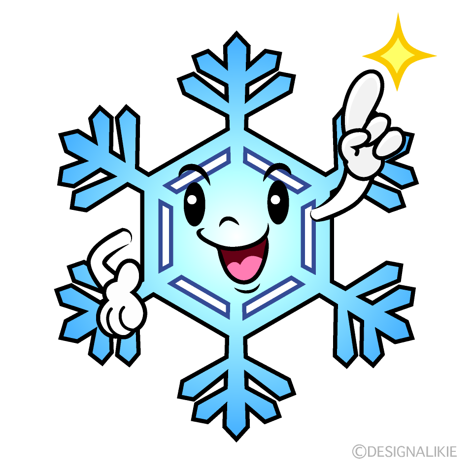 かわいい指差し雪の結晶イラスト