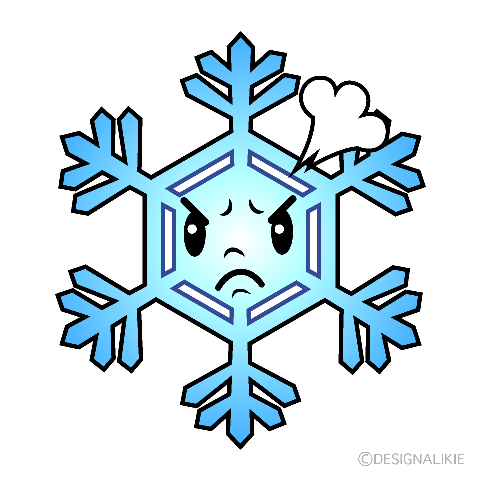 かわいい怒る雪の結晶イラスト