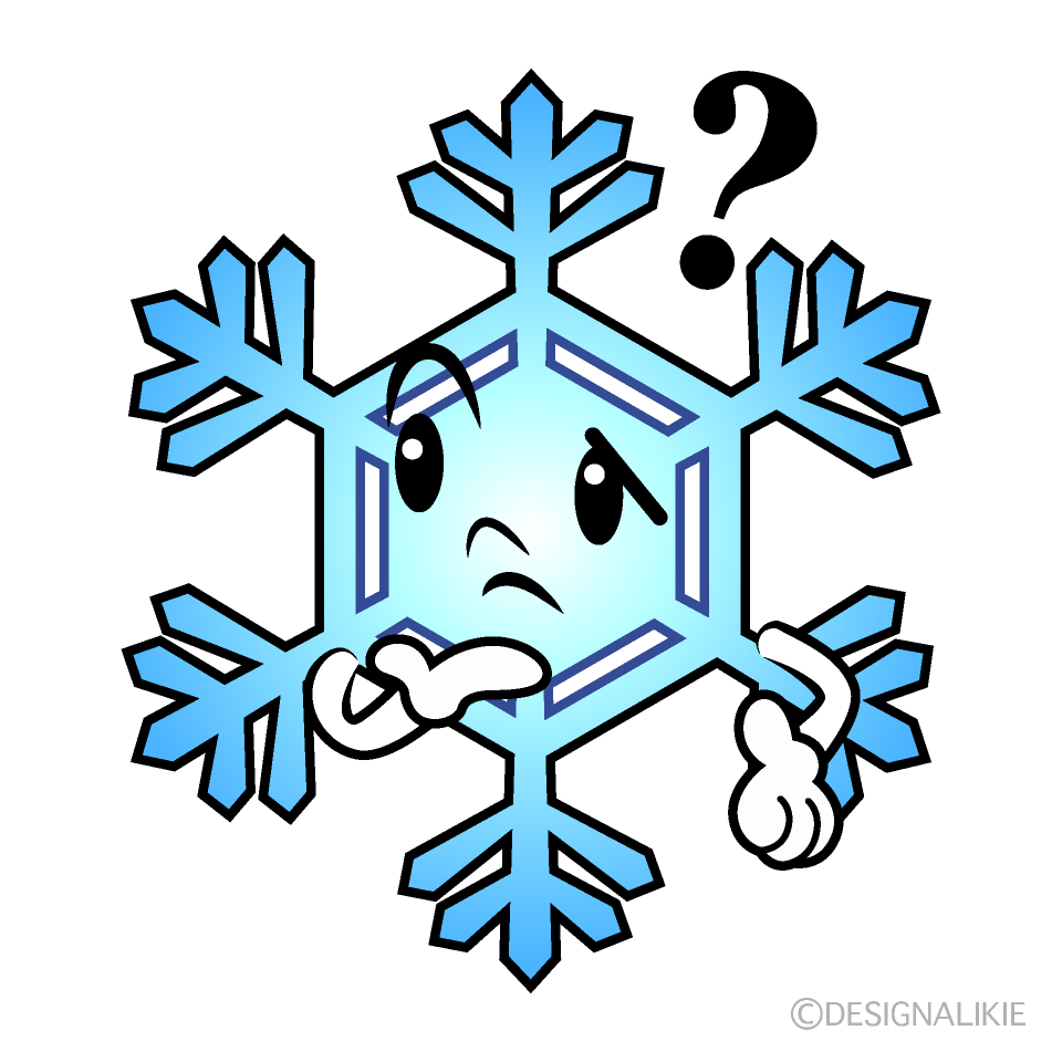 かわいい考える雪の結晶イラスト