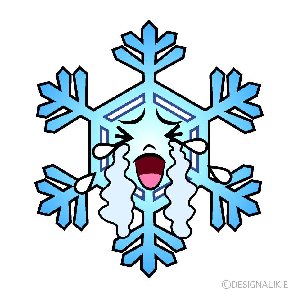 かわいい泣く雪の結晶イラスト