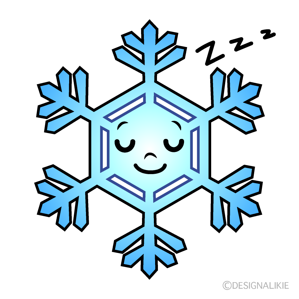 かわいい寝る雪の結晶イラスト