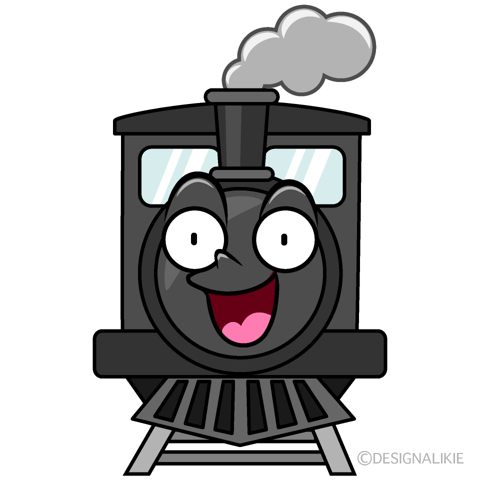 かわいい驚く機関車イラスト